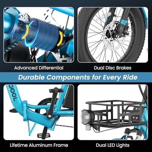 MOONCOOL Electric Tricycle for Adults, 500W/750W 48V 20" Folding Electric Trike Peak Power 1100W, 3 Wheels Electric Bicycle, Aluminum Frame Electric Tricycle with Large Basket and Removable Battery