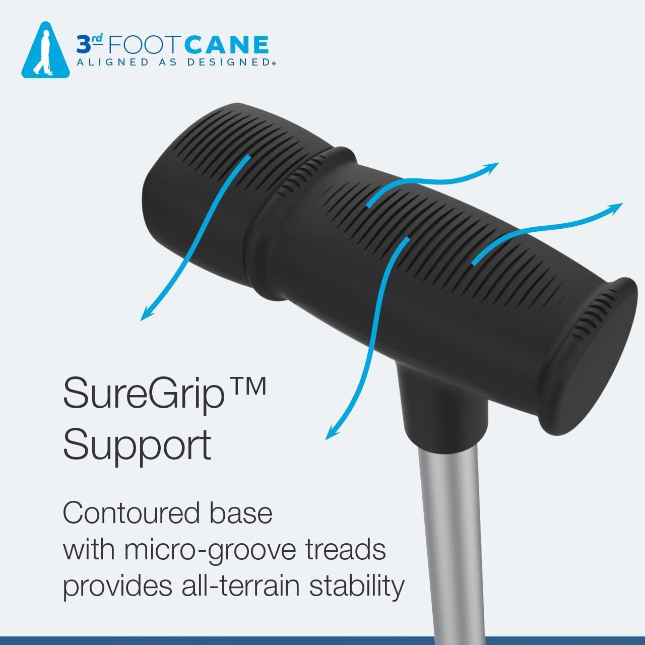 The 3rd Foot Cane by Aligned As Designed, Best Cane for Balance, Posture & Stability, The Third Foot Cane, Rehab Cane, The Drop Foot Cane