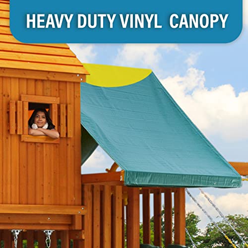 Fantasy Tree House Solid Cedar Wood Swing Set | Jungle Gym with Built-in Tree House, Clubhouse, Wave Slide, Spiral Slide and Accessories | Easy Assembly, Pre-Assembled Components | Kids Playhouse #2