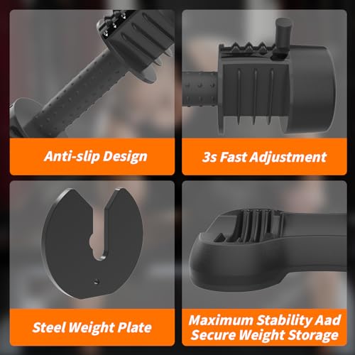 Ativafit 27.5/66/88LBS Pair Adjustable Dumbbell Set with Anti-slip Handle 12 In 1 Quick Dial Adjustment Weights With Safety Locking Button Space Saving Strength Training for Full Body Home Gym Workout