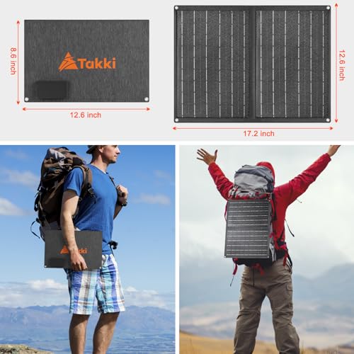 Takki Solar Generator 148Wh with 40W Solar Panel Included 300W Peak Portable Power Station Camping Power Bank with 110V AC Outlet for Home Camping Emergency Hurricane