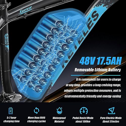 1000W/2000W Electric Bike for Adults Electric Bicycle Electric Mountain Bike with 48V 17.5AH/23AH Removable Battery 26" Fat Tire Ebike 21-Speed Gears Hydraulic Disc Brake Electric City Bike