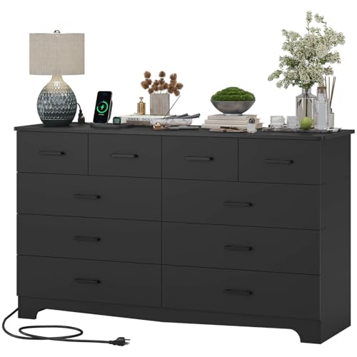 Hasuit Tall Dresser for Bedroom, White Large Chest of Drawers, 55.6'' High Dressers with 7 Drawers, Modern Wooden Vertical Storage Clothes Closet Organizer