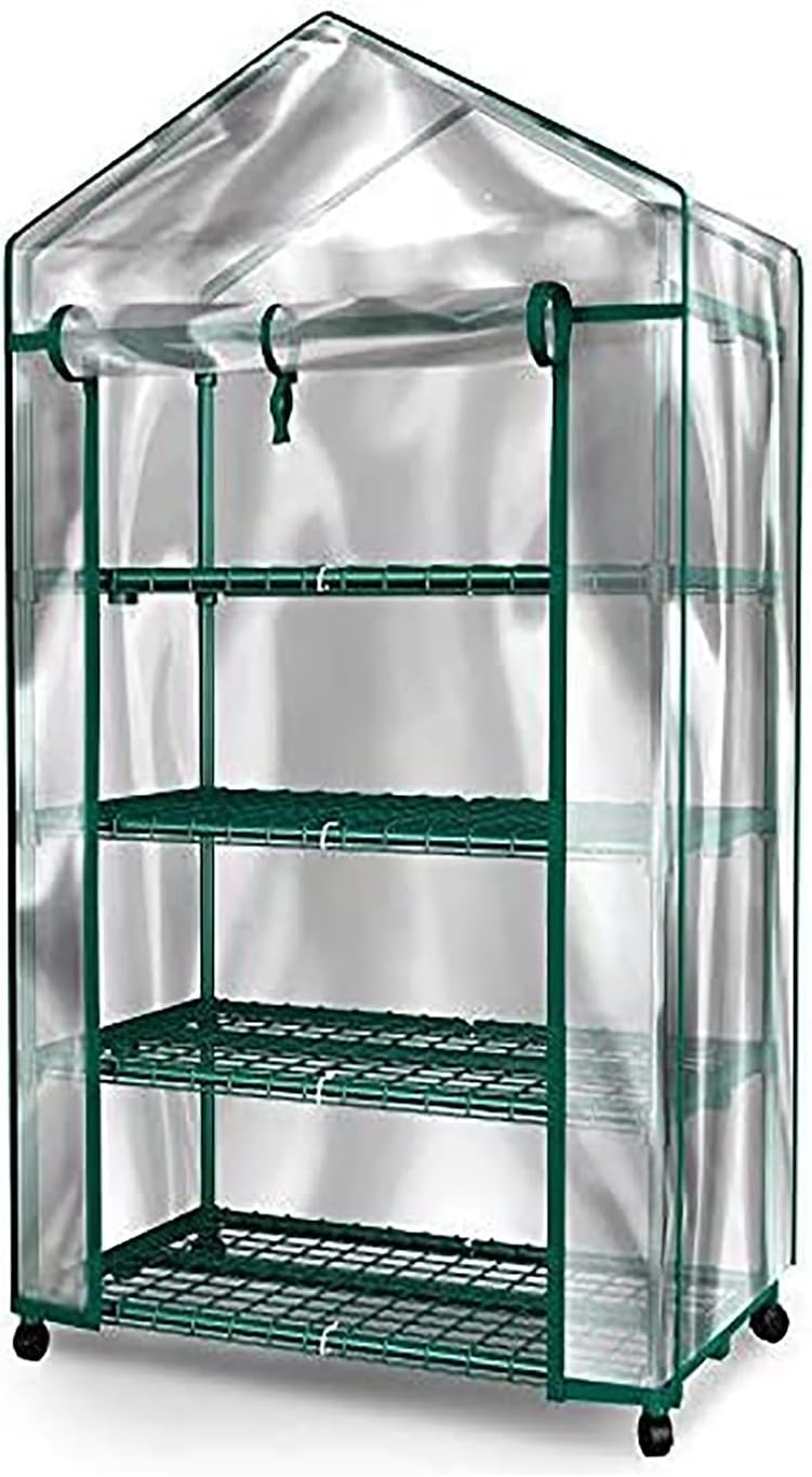 Portable Mini Greenhouse - 4 Tiers Indoor Outdoor Greenhouse with Wheels-Use in Any Season for Plants - 27.6" W x19.3 Dx66.9 H
