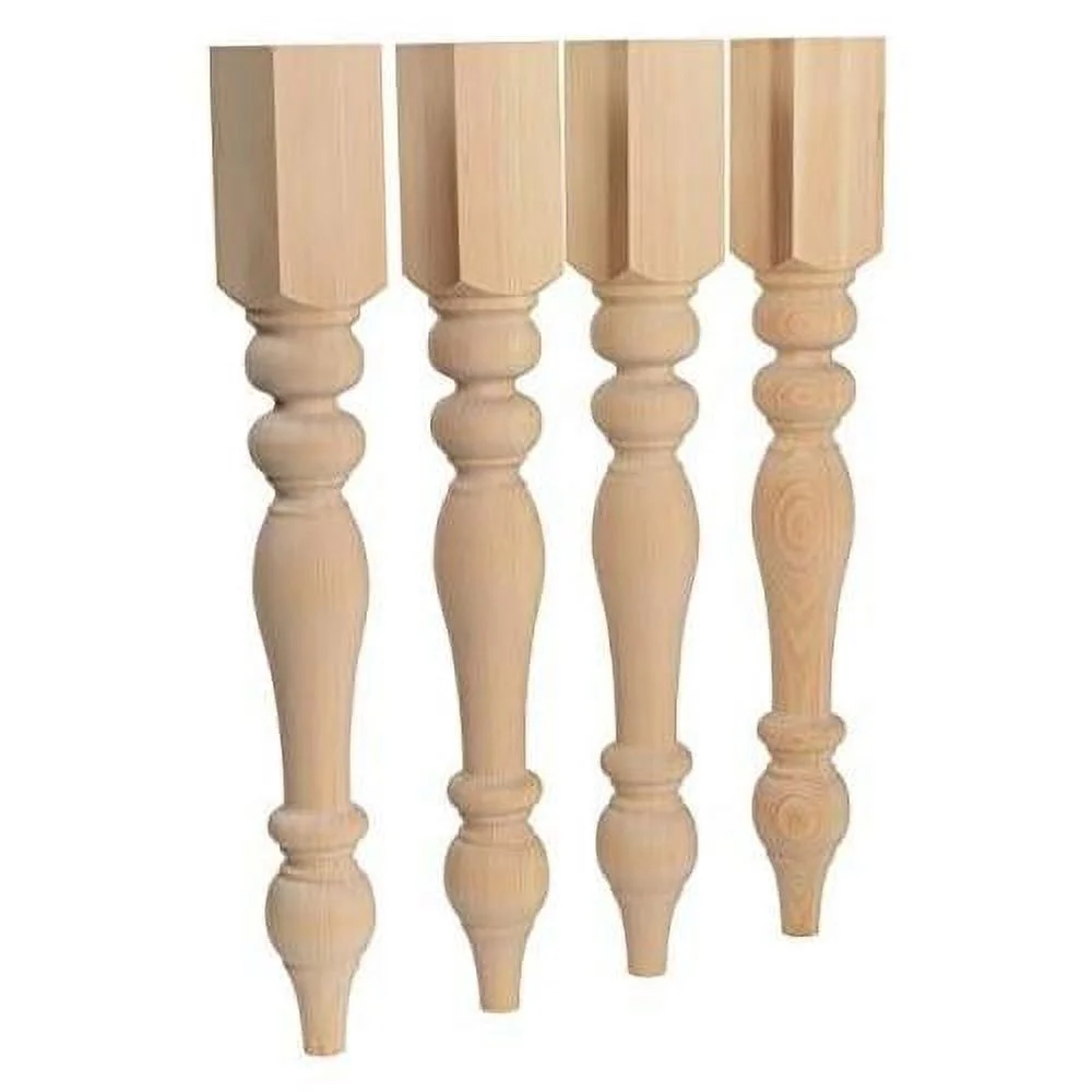Chunky Farmhouse Table Legs - Unfinished - DIY Furniture - Turned Legs - Set Of 4 - Dimensions: 3.5" X 29"