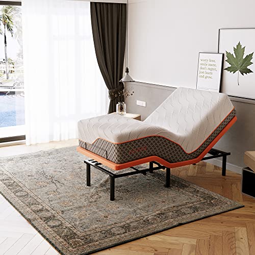 Split King Adjustable Bed Frame with Mattress - 14” Luxury Hybrid Mattress, Smart APP Contorl, Massage, Zero Gravity, Anti-Snore, 5 Minutes Installation, Head and Foot Incline, Medium Soft, Split King