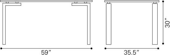 Zuo Modern Roca Dining Table Stainless Steel