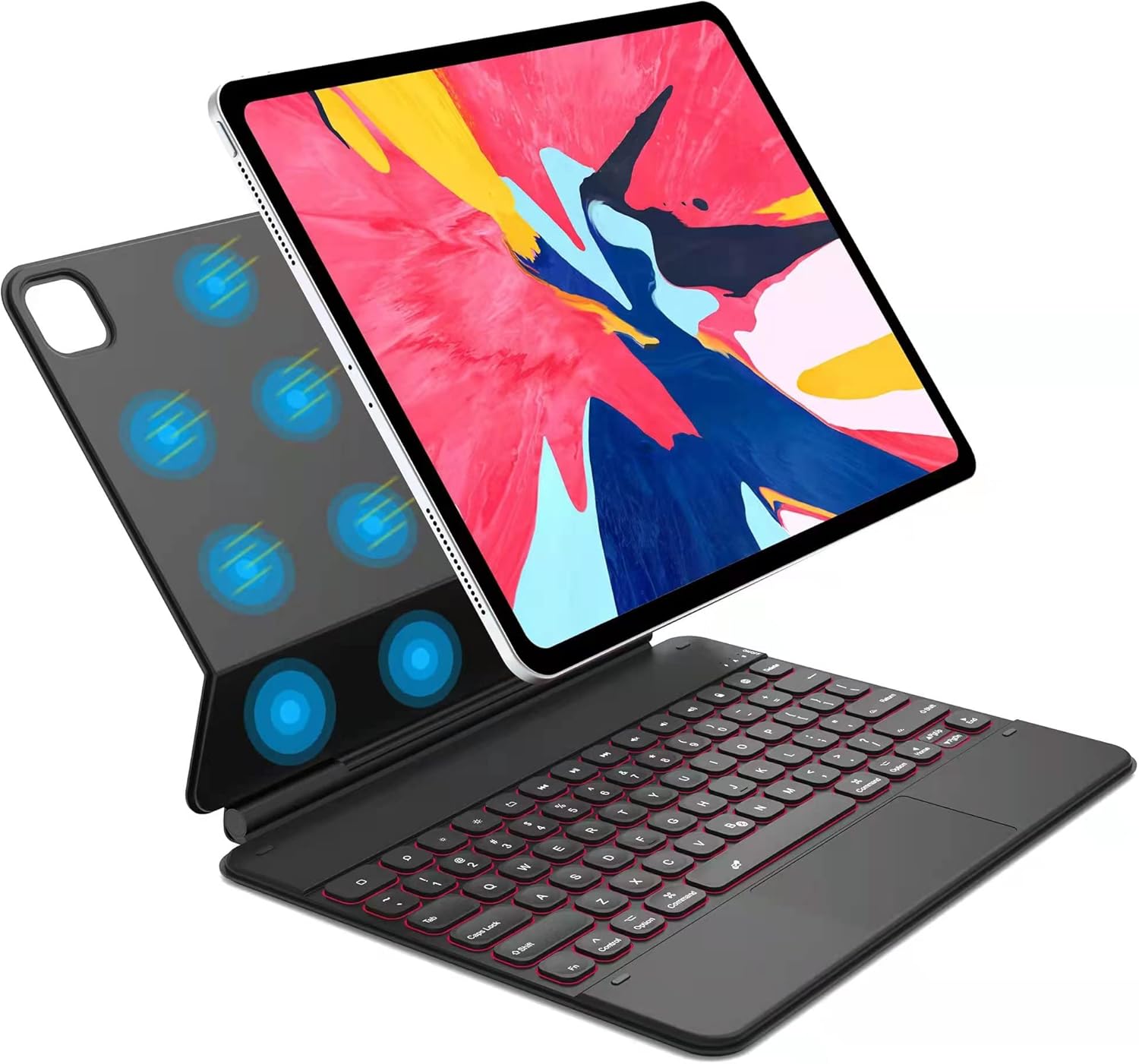 WIWU Magnetic Keyboard Case for iPad Pro 12.9‑inch, iPad Keyboard Case with iPadOS Shortcuts, Floating Cantilever Stand, Wireless Bluetooth, Attaches Magnetically, Multi-Touch Trackpad,7-Color Backlit