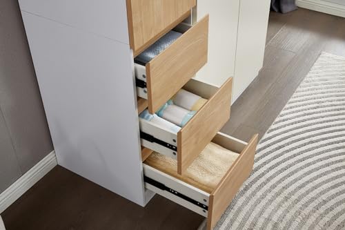4-Door armoire wardrobe closet, White Wood Bedroom Armoire with Hanging Rod and Quadruple Doors, Closet Organizers and Storage, 63"x20.5"x74".