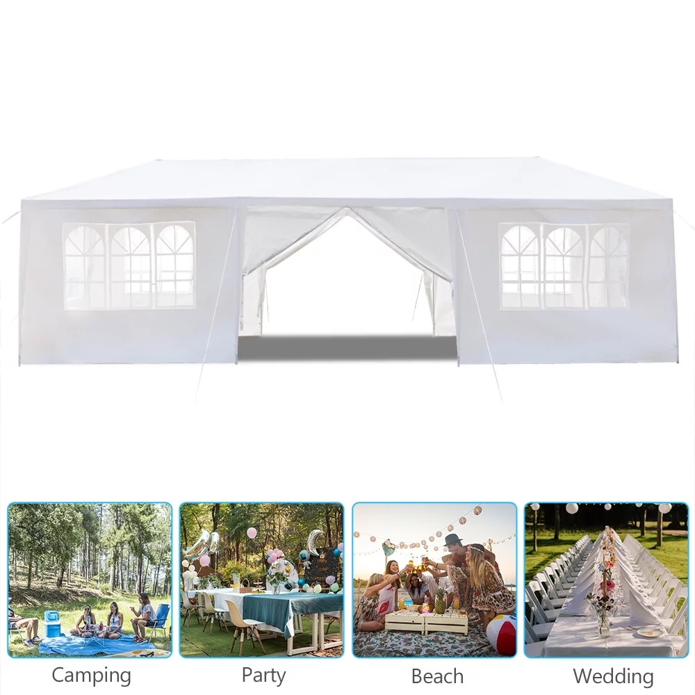 10'x30' Outdoor Party Tent, Wedding Patio Gazebo, Canopy Tent with 8 Removable Sidewalls and 2 Doors, Cater Events Pavilion with Transparent Windows, Waterproof, Easy Set