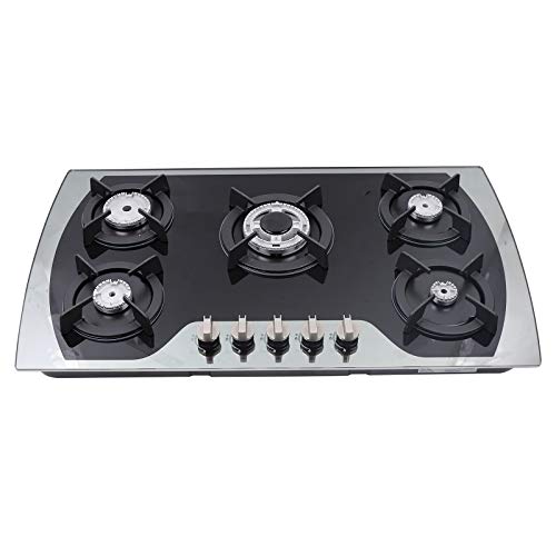 Gas Cooktop 30 Inch Gas Stove Cooktop Stove Burner Tempered Glass Built in 5 Burners Gas Hob Grate Stovetop LPG/NG Convertible
