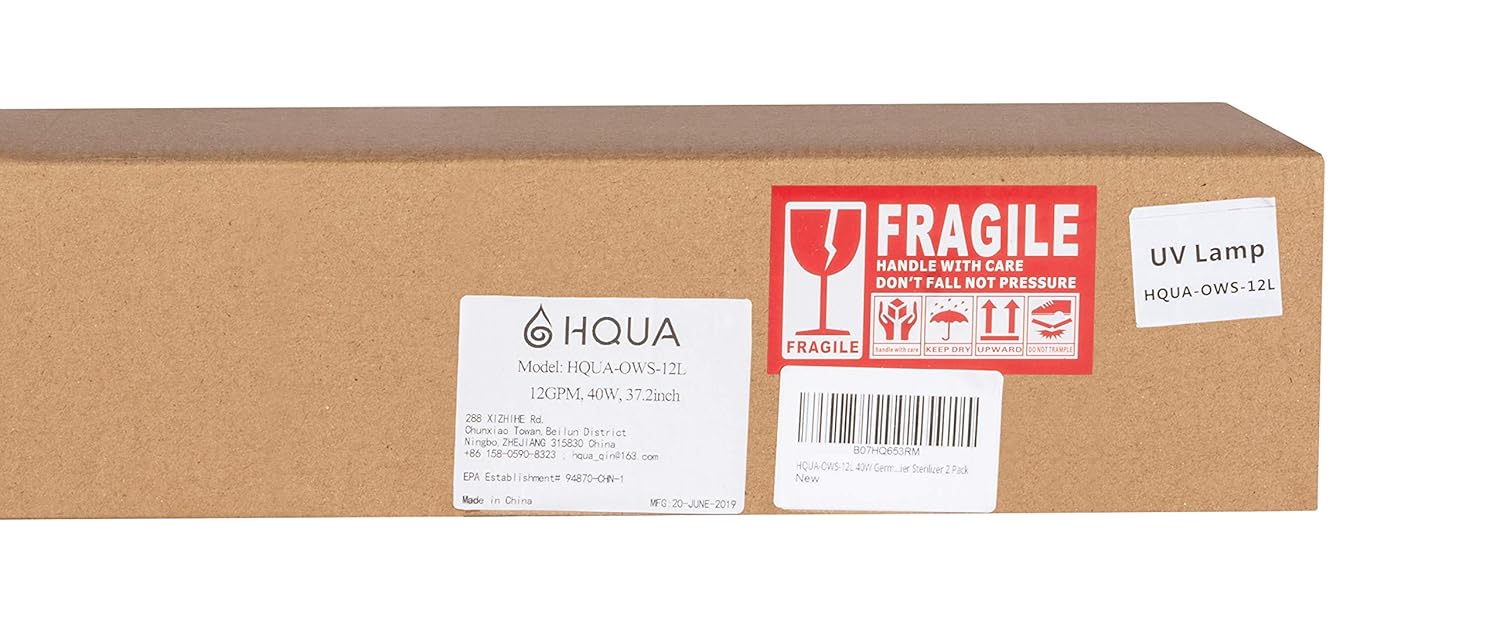HQUA-OWS-12L 40W Germicidal UV Tube 2 Pack and HQUA-OWS-12Q Quartz Sleeve for 12GPM Water Purifier 2 Pack
