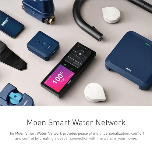 Moen Flo Smart Water Monitor and Automatic Shutoff Sensor, Wi-Fi Connected Water Leak Detector for 1-Inch Diameter Pipe, 900-006