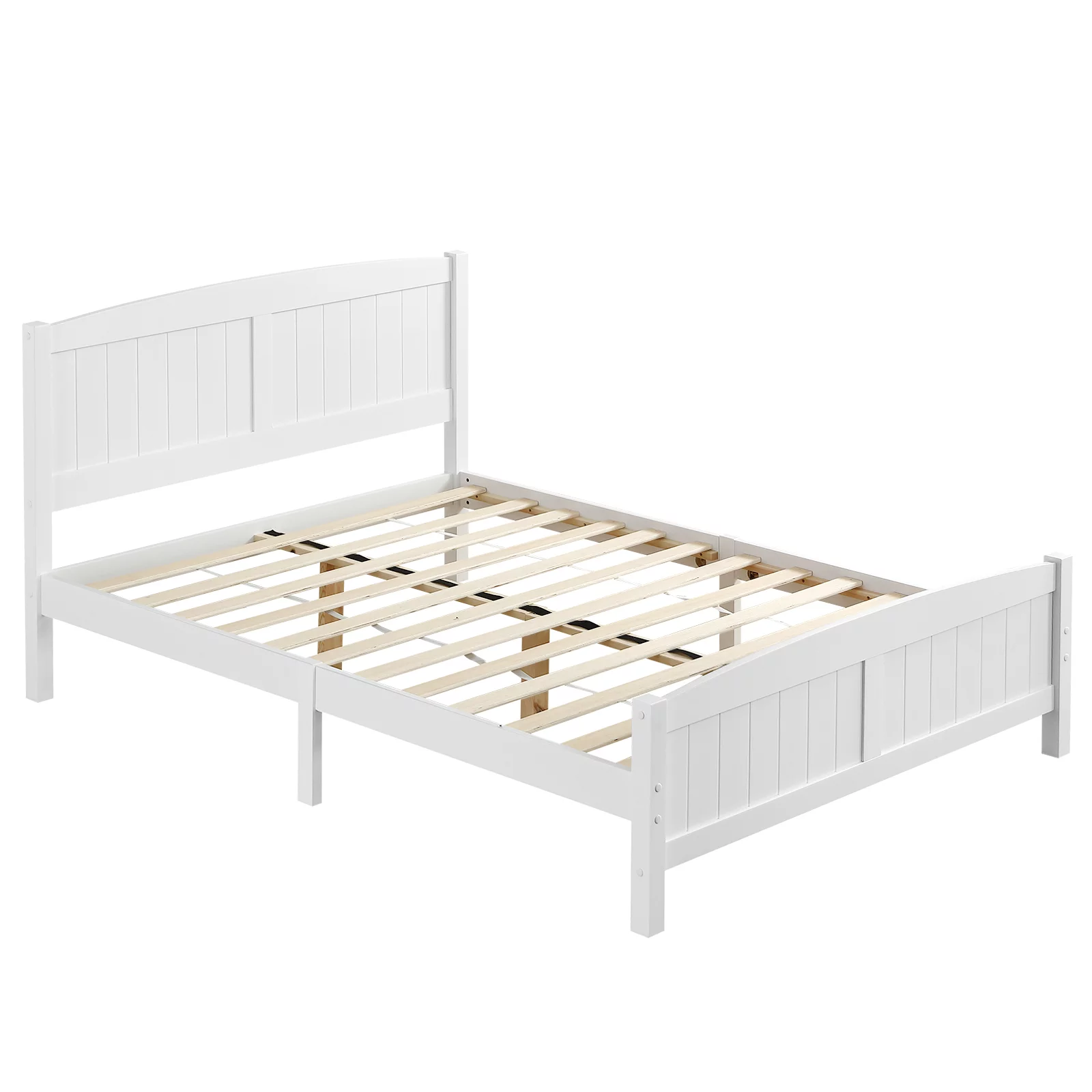 Paproos Full Size Bed Frame, Modern Wood Platform Bed with Headboard and Footboard, Strong Wooden Slats Support, Heavy Duty Full Bed Frame for Kids Teens Adults, No Box Spring Needed, White