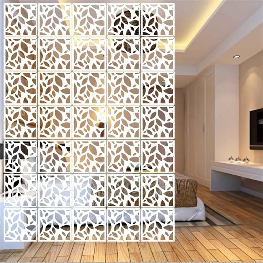 BMIDRUT 12Pcs/Set Hanging Room Divider White DIY Panel Screens Partition Wall Dividers Room Decorative with All Accessories 11.4x11.4 Inch (M3) Pack of 2
