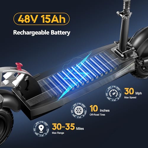 Electric Scooter for Adults, 30MPH Top Speed, 35 Miles Range, 800W Motor, 10" Off-Road Tires, Foldable E-Scooter with Seat, Commuter Electric Scooter with Seat for Adults Commuter Outdoor