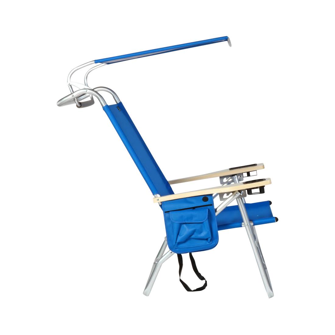 Deluxe 4 Reclining Positions Lightweight High Aluminum Beach Chair with Canopy Shade, Drink Holder, Storage Pouch 920