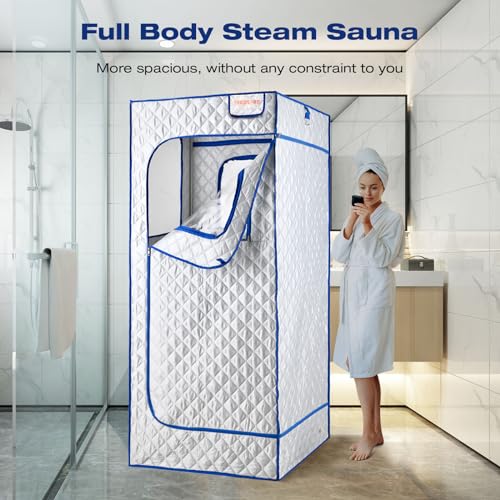 Portable Full Size Steam Sauna, Lightweight Steam Saunas for Home Spa, FCC Certified 2.6L & 1000W Steam Generator, 90 Minute Timer, Indoor Steam Sauna Tent with Remote Control, Black