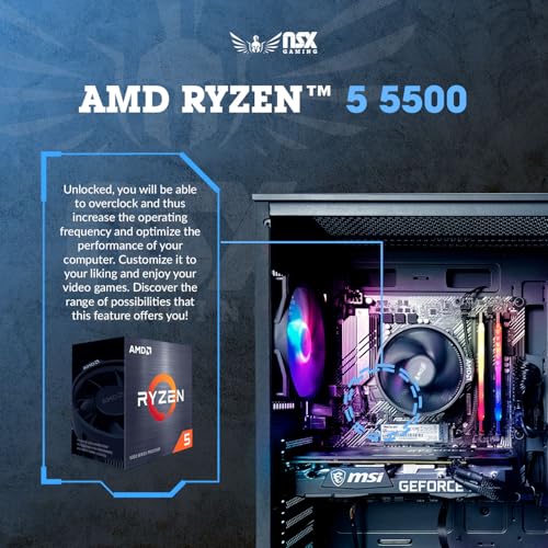 Tomcat Desktop Pc Ryzen 5 5500, RTX 3050 6GB, (2 * 8GB) 16 Gb RAM 3600 RGB, SSD 480GB M.2 NVME, W11, WiFi Ready, Mouse and Keyboard, 1 Year Manufacturer