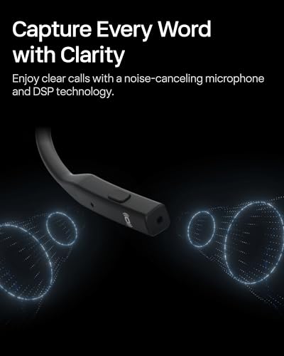 OpenComm2 2025 Upgrade - Open-Ear Bone Conduction Headphones, Wireless Bluetooth Headset with Noise Canceling Mic & Mute Button for Work Calls and Meetings, 16 Hour Talk Time for Mobile & PC - C120