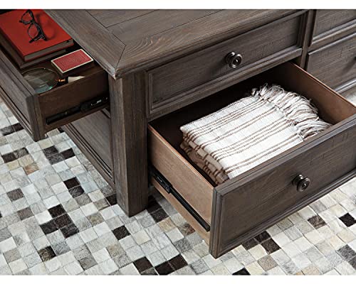 Signature Design by Ashley Bolanburg Farmhouse Lift Top Coffee Table with Drawers, Antique Cream & Brown