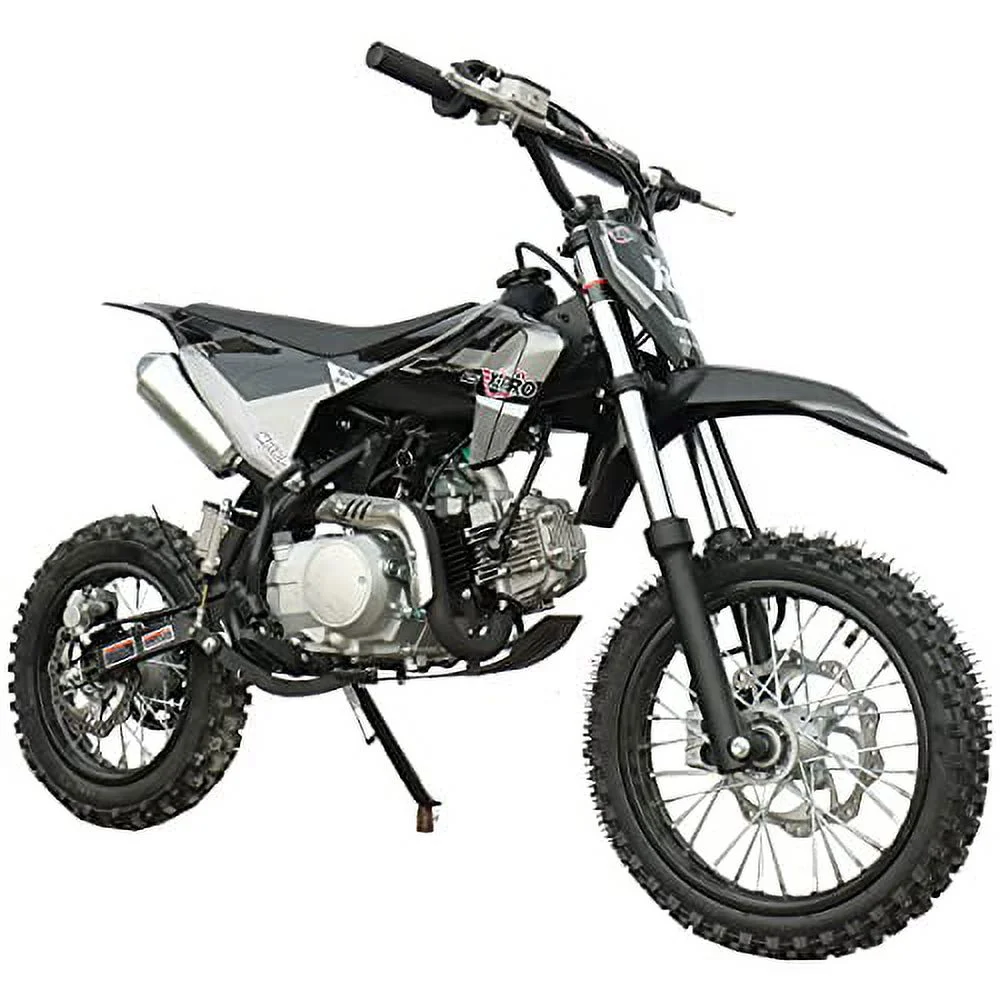 X-Pro Brand New 125cc Gas Pit Dirt Bike with 4-Speed Manual Transmission, Kick Start, 14"/12" Tires!