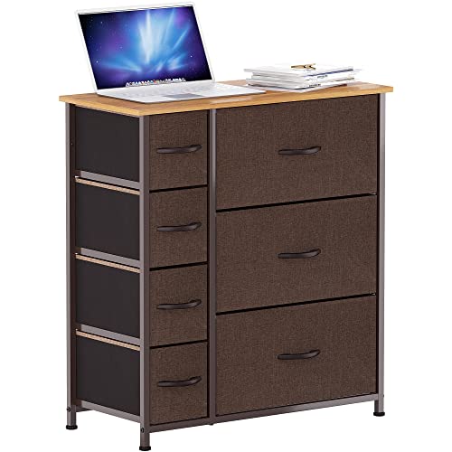 YITAHOME Dresser with 7 Drawers & 5 Drawer Dresser - Fabric Storage Tower, Organizer Unit for Bedroom, Living Room, Hallway, Closets & Nursery - Sturdy Steel Frame, Wooden Top & Easy Pull Fabric Bins