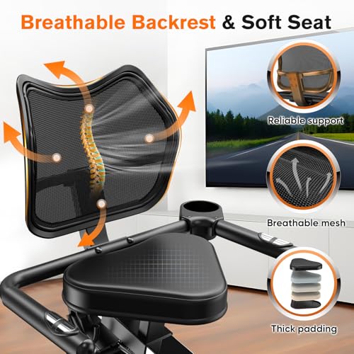 pooboo Recumbent Exercise Bike, Stationary Bikes for Home with Arm Exerciser, Magnetic Recumbent Bike with Ergonomic Backrest & Comfortable Seat, Smart APP, Pulse Sensor, 400LBS Weight Capacity