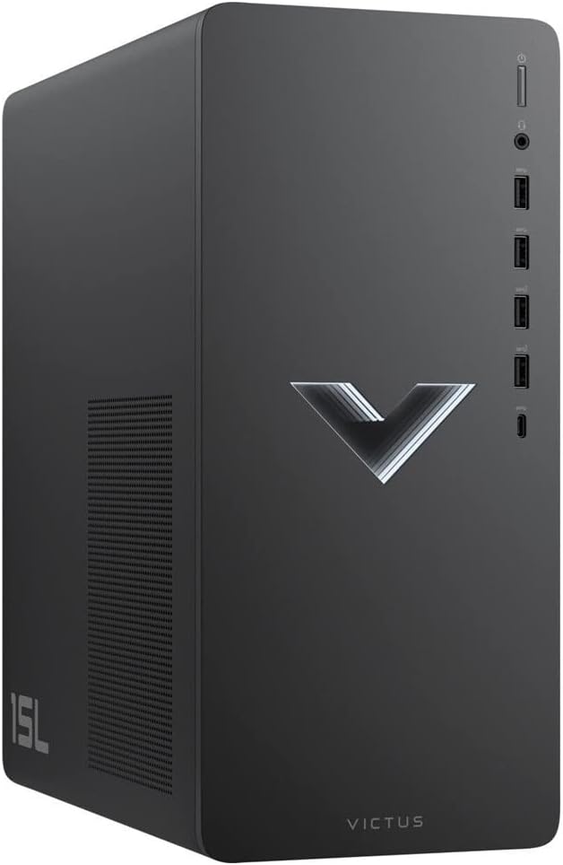 HP Victus 15L Gaming Desktop, AMD 6-Core Ryzen 5 5600G (Beat i7-10700K), AMD Radeon RX 6400 4GB, 32GB RAM, 1TB PCIe SSD+1TB HDD, USB-C, HDMI/DP, RJ45, SPS HDMI Cable, Mica Silver, Win 11