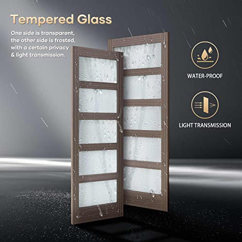 36x84 Inch Glass Sliding Barn Door Slab and 6.6ft Hardware Kit Included, 5 Frosted Glass, LVL Wood Panel Covered with White Water-Proof Scratch-Proof PVC Surface, Simple DIY Assembly