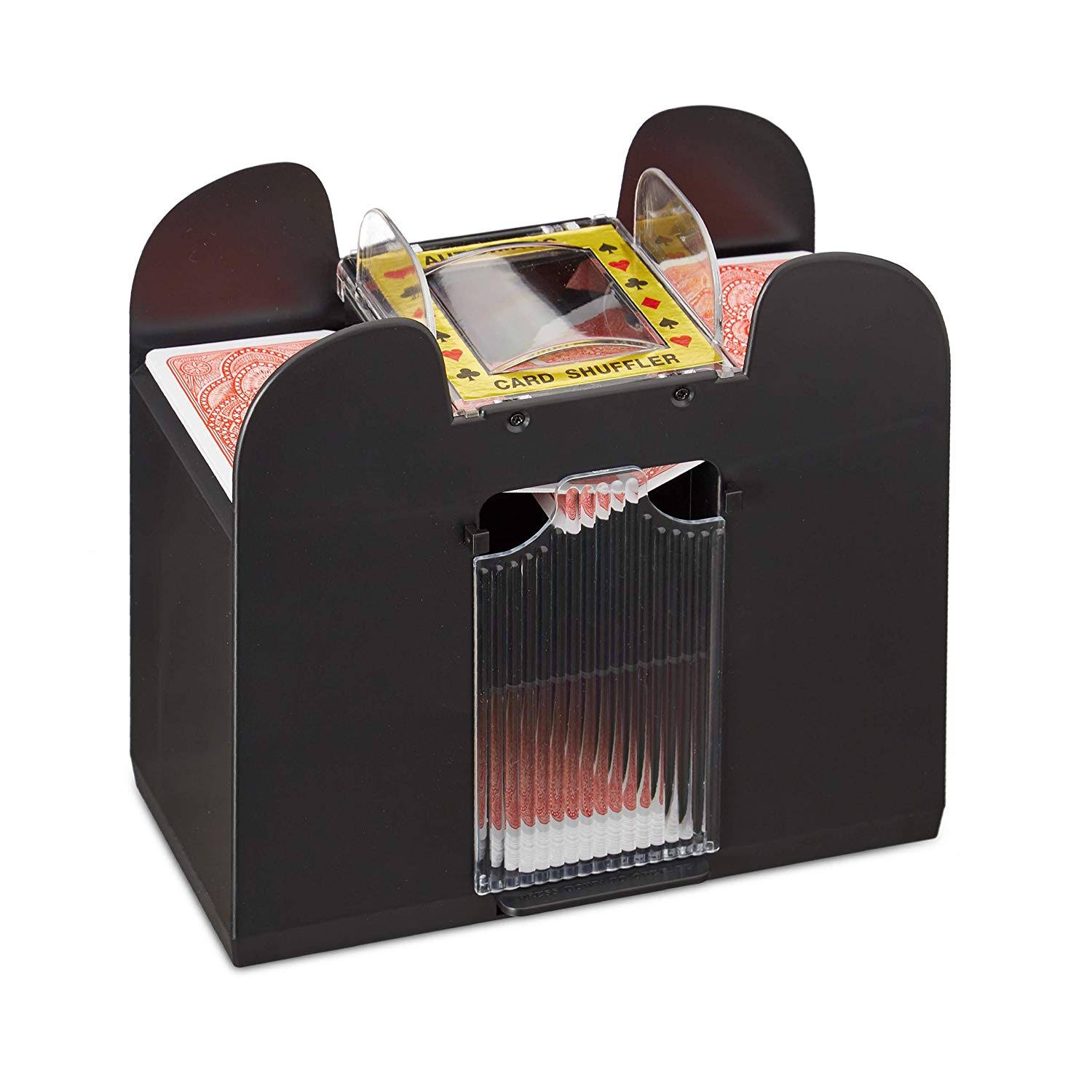 Relaxdays Card Shuffler Electric, 6 Deck, Battery Operated Mixing Machine to Shuffle Playing Cards, for Poker, Rummy, Etc