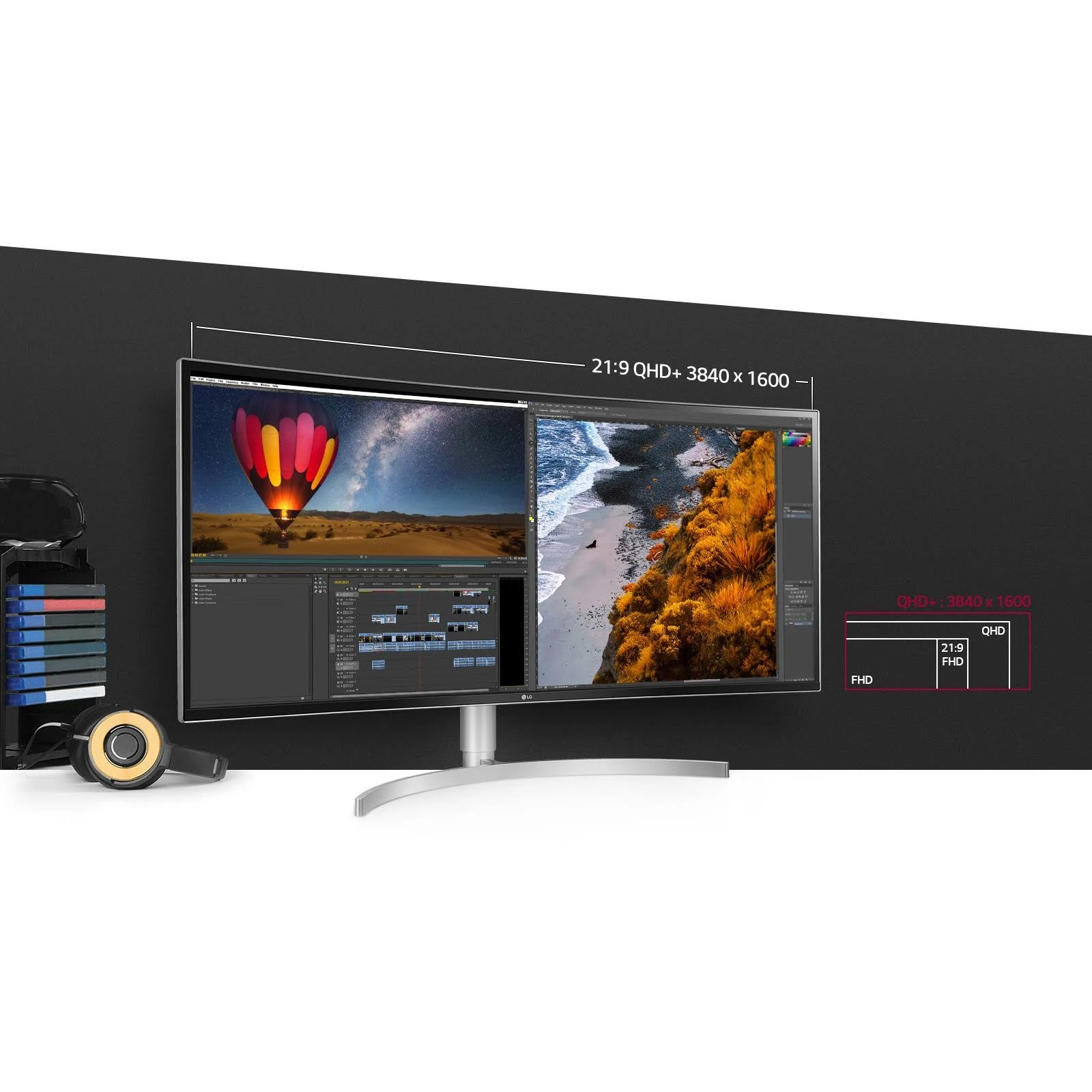 LG 38BK95C-W - 38x22 Curved IPS LED Monitor - WQHD - 21:9