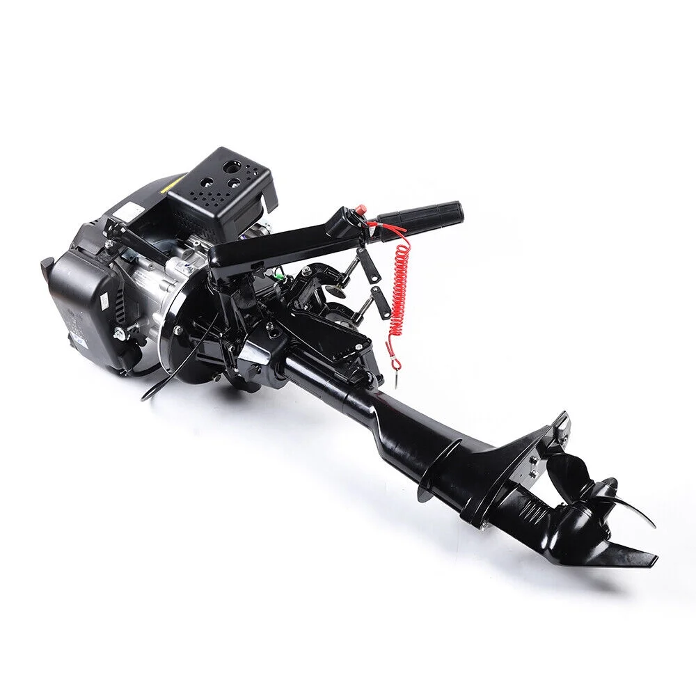 ZhdnBhnos 4 Stroke 6HP Heavy Duty Outboard Motor Fishing Boat Petrol Engine W/ Air Cooling System CDI 2500RPM Single Cylinder Hand Pull