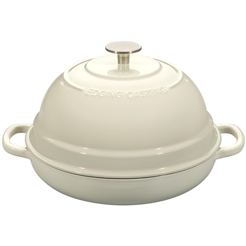 EDGING CASTING Enameled Cast Iron Dutch Oven Pot with Lid, Round Bread Oven for Homemade Sourdough Bread Baking