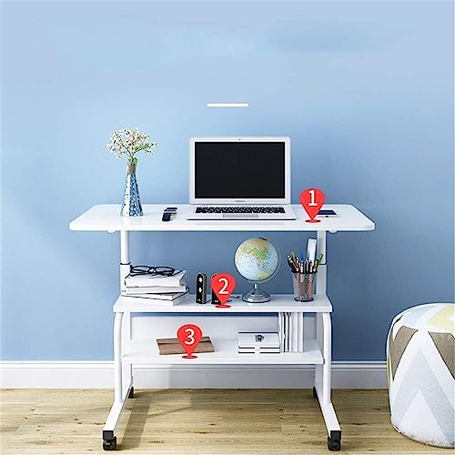 Portable Mobile Laptop Computer Desk Adjustable Height Computer Cart Mobile Laptop Desk Stand Laptop Table On Wheelsa (Oak One Size)