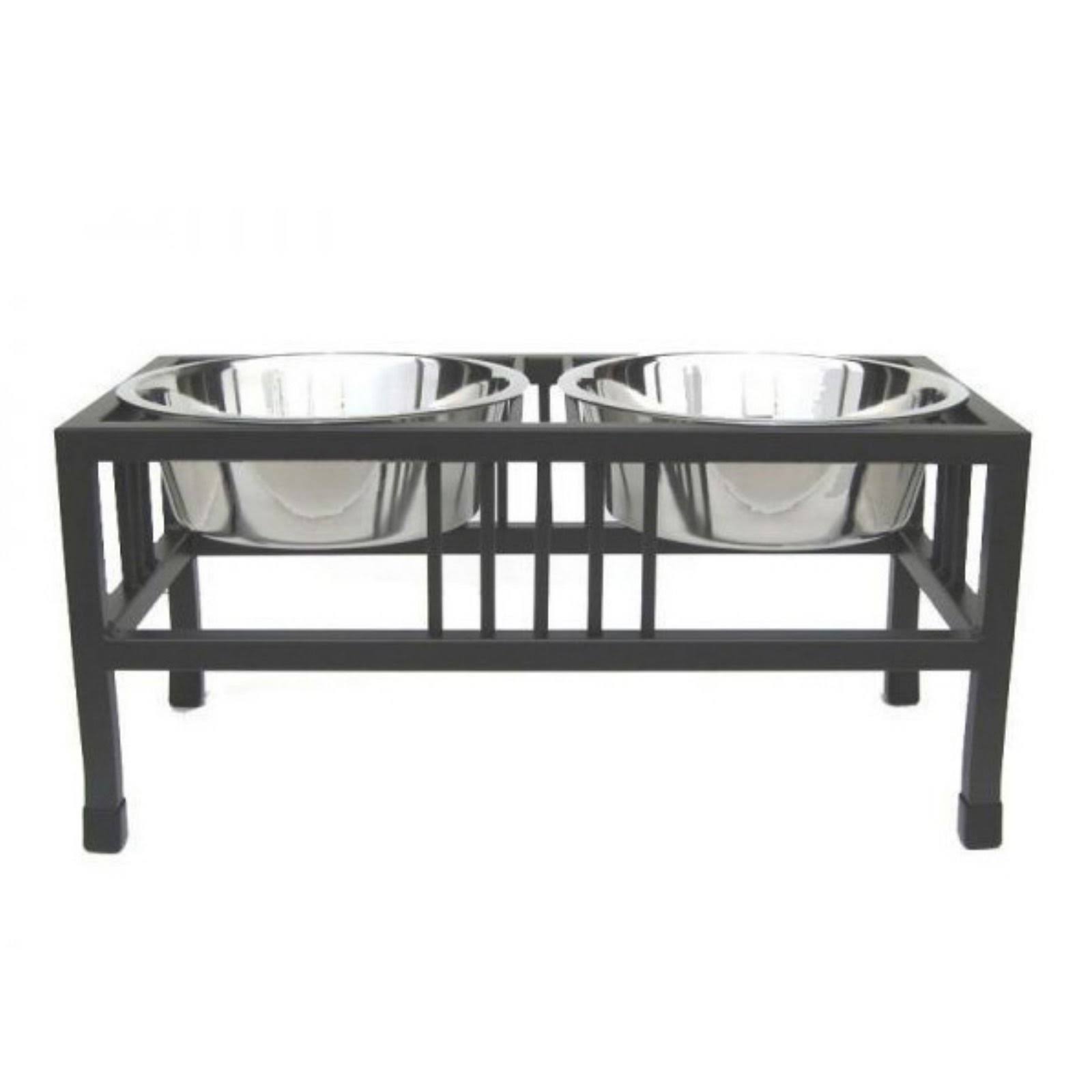 Pets Stop Baron Double Diner Raised Feeder Black Large