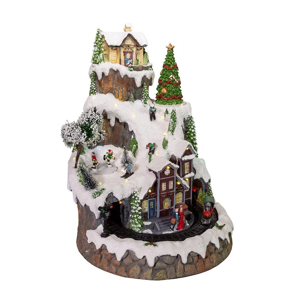 Kurt Adler 17x22 Musical LED Village on Mountain Table Piece