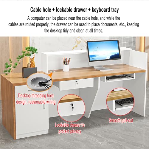 Front desk reception counter with lockers, reception desk with led lights, ,Retail Counter for Clothing Store, reception desk for sale, suitable for company facade, salon reception, etc.(B-2,120*60*10