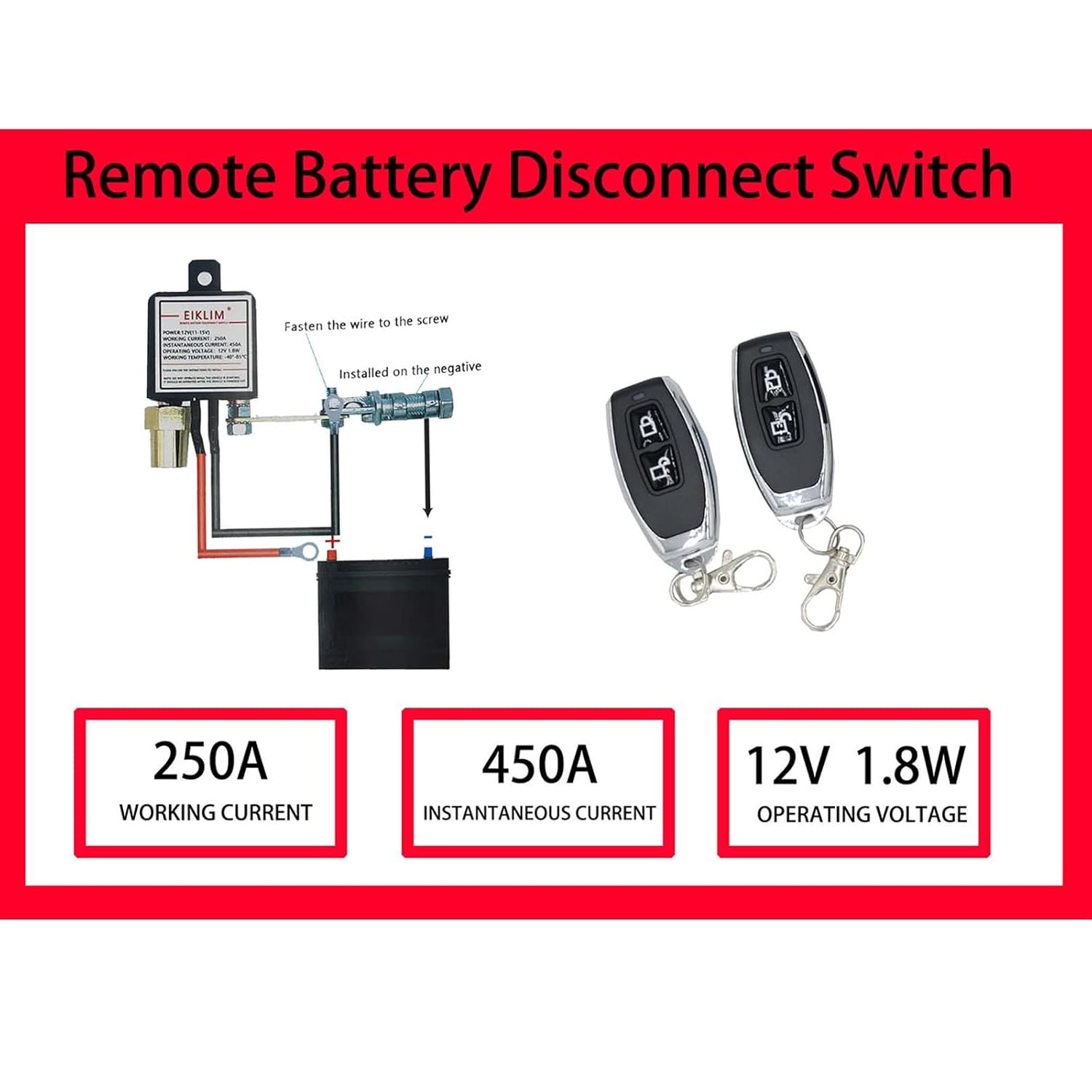 Remote Battery Disconnect Switch,Upgraded Kill Switch for Car Truck,Anti-Theft,Prevent Battery Drain,Dual Remote Control 12V 250A