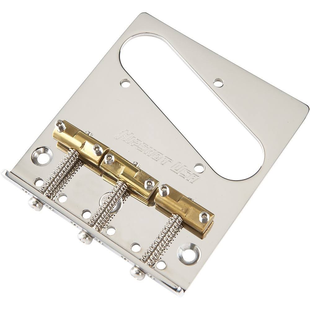 Hipshot Stainless Steel Tele Bridge 3 Hole Mount with Compensated Saddles Chrome