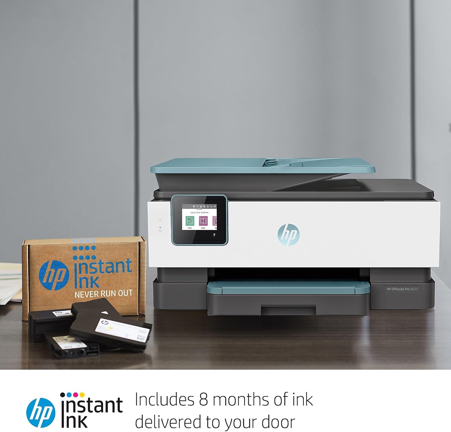 HP OfficeJet Pro 8035 All-in-One Wireless Printer - Includes 8 Months of Ink, HP Instant Ink, Works with Alexa - Oasis (3UC66A)