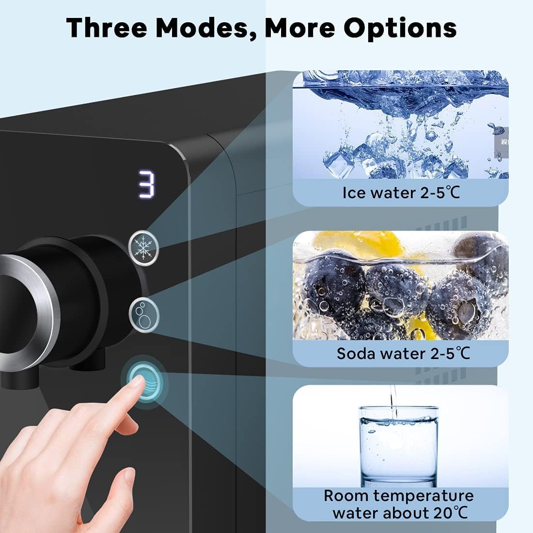 LifePlus Sparkling Water Maker, Electric Soda Maker Available for Personal & Commercial Use, 3-mode Water Dispenser, Untraditional Smart for Home, Bar, Gym, Office & Restaurant, Black