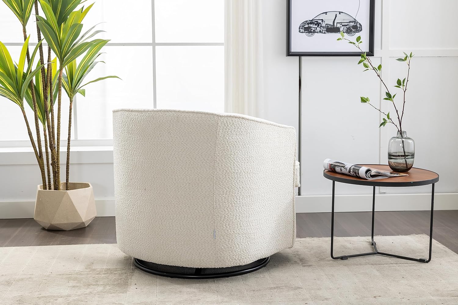 Swivel Barrel Chair, Comfy Round Accent Sofa Chair for Living Room, 360 Degree Swivel Barrel Club Chair, Leisure Arm Chair for Nursery, Hotel, Bedroom, Office, Lounge (Beige) W395102560