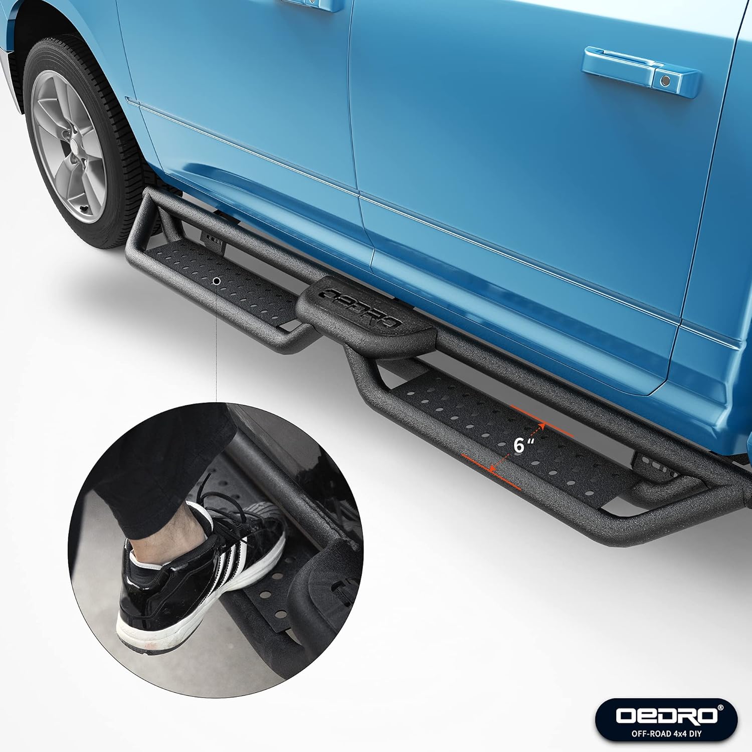 OEDRO 6 Inch Running Boards Compatible with 2005-2022 Toyota Tacoma Double Cab, Bolt-on Side Steps Steel Nerf Bars