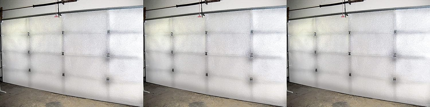 White Reflective Foam Core 2 Car Garage Door Insulation Kit 16FT x 8FT R Value 8.0 Made in USA New & Improved Heavy Duty Double Sided Tape (Also FITS 16X7) (One Pack)