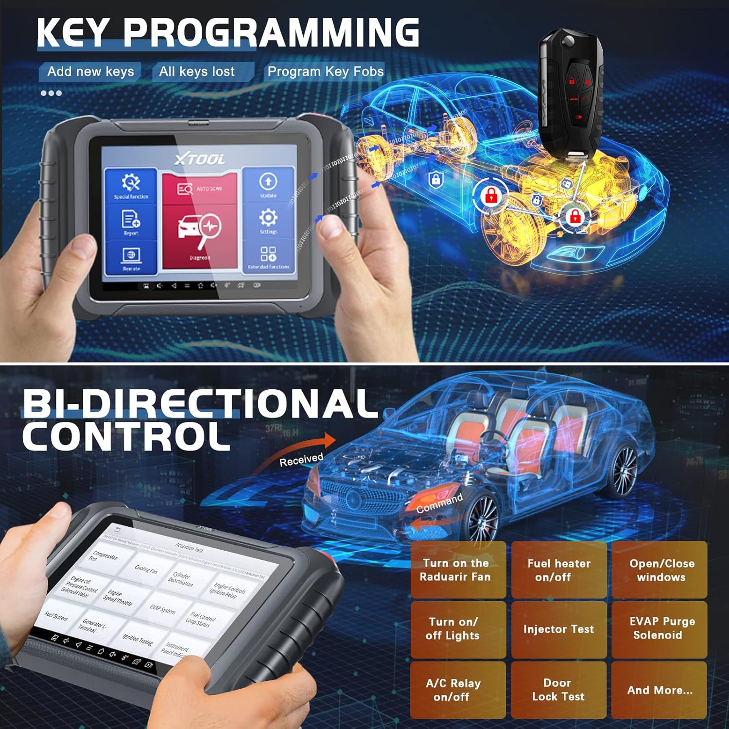 XTOOL D8BT Wireless Diagnostic Scan Tool, 2021 Newest, Bi-Directional Control, ECU Coding, Full Systems Diagnostics & 31+ Resets, Key Programming, ABS Bleed, Oil Reset, EPB, Upgraded Ver. of D8