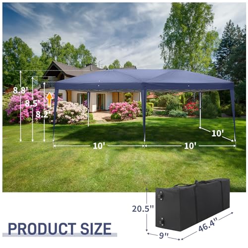 10x20 White Pop Up Canopy Tent Heavy Duty with 6 sidewalls Commercial Outdoor Party Tent Event Wedding Tents Instant Canopy Gazebo with Carry Bag UPF 50+ Waterproof Adjustable Height