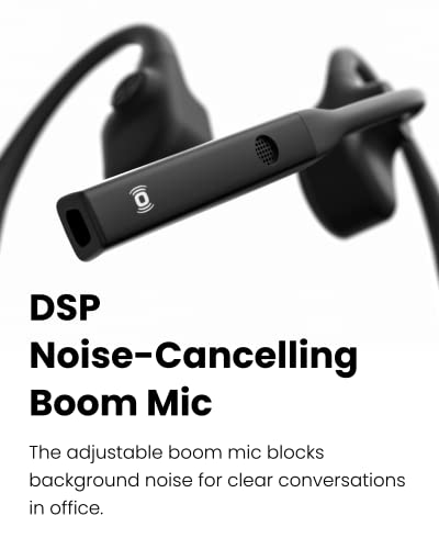 Aftershokz OpenComm (Rebranded as Shokz OpenComm) Wireless Stereo Bone Conduction Bluetooth Headset with Noise-Canceling Boom Microphone for Office Home Business Trucker Drivers Commercial Use, Black
