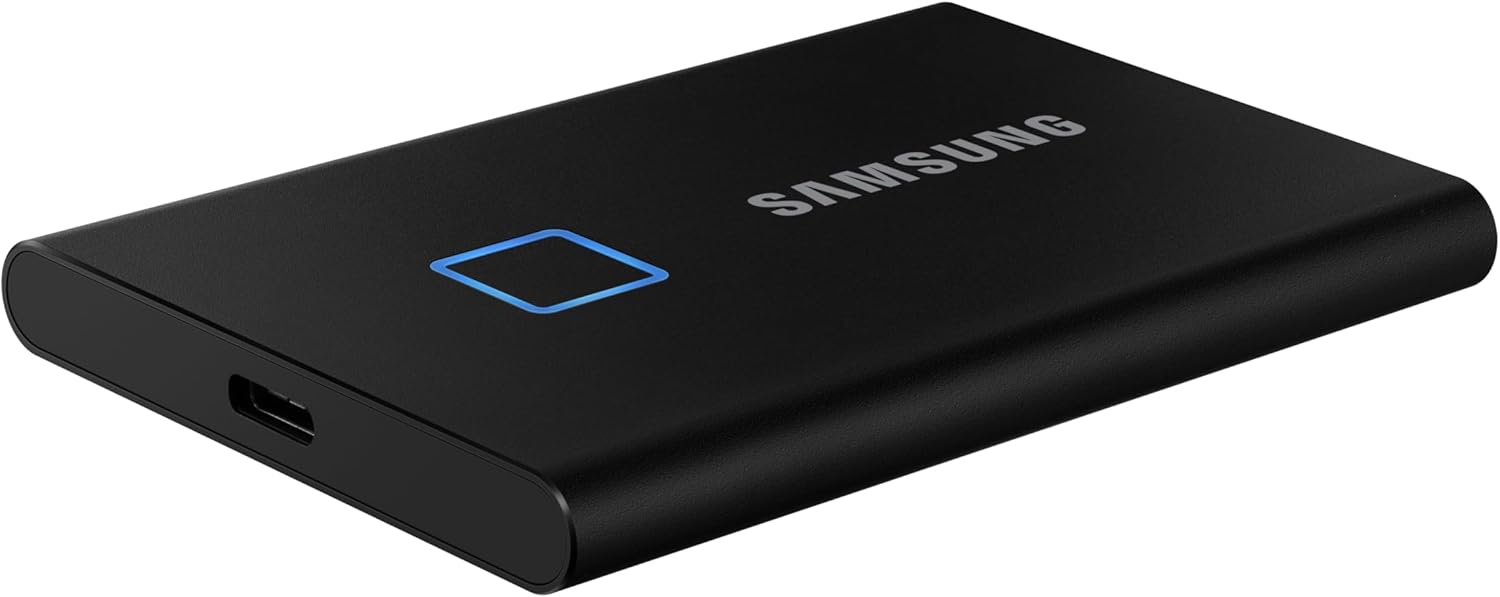 SAMSUNG T7 Touch Portable SSD 2TB ,up to 1050MB/s, USB 3.2 External Solid State Drive, Black (MU-PC2T0K/WW)
