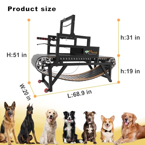 Dog Treadmill with Disc Brake, Resistance Adjustment, Paw-Friendly PE Slatmill & Speedometer - Heavy Duty Dog Treadmill for Large & Medium Dogs, Supports Up to 300 lbs, Easy to Move